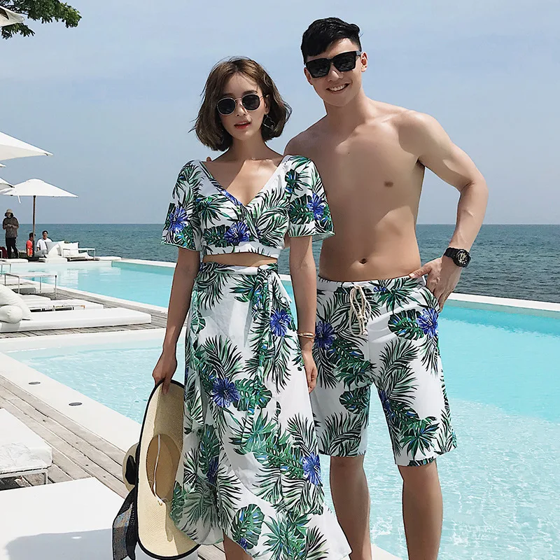 

Couples Bathing Suit Women's Three-piece Set Belly Covering Slimming Conservative Korean-style Hot Springs Small Bust Gathering