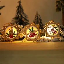 Светодиодный настольный светильник, светодиодный настольный светильник, светодиодный светильник, деревянный дом, милые Рождественские Елочные подвесные украшения, праздничное украшение#4
