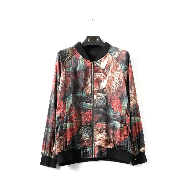 

Middle-aged Large Size ma kuan Real Silk Jacket Spring And Autumn New Style Elegant Smart Mulberry Silk Coat Women's