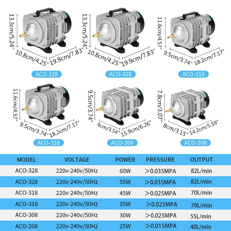 ACO-208/308/318 аквариум с высоким потоком электромагнитный воздушный компрессор