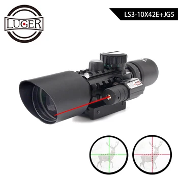 

LUGER M9 3-10x42EG Tactical Riflescope With Red Laser Red Green Mil-dot Crosshair Air Gun Hunting Optics Sight Rifle Scope