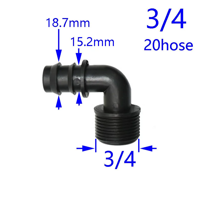 Мужской 1/2 3/4 до 16 мм 20 мм 25 мм локоть соединитель 90 градусов разъем для воды 1/2 3/4 25 мм шланг адаптер 4 шт - Цвет: 3I4x20mm
