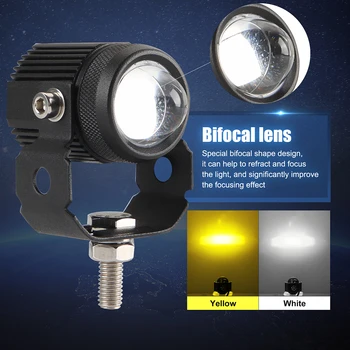 

Bifocal Lens Amber Kit White LED Off Road Spot Work Lights Car Motorcycle for Elements Personal Car Part Ornaments