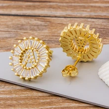 Горячая Распродажа 26 серьги с надписью, персонализированные медь, кубический цирконий, серьги-гвоздики, ювелирные изделия, Лучшие вечерние, свадебные, подарок на день рождения