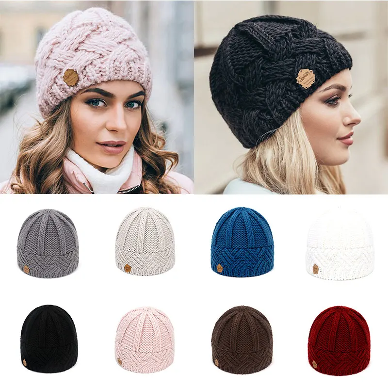 New Winter Hat For Women Knitted Wool Cap Female Beanie To Keep Warm, High Quality Cotton Hats, Skullcap Casual Hedging Caps 1