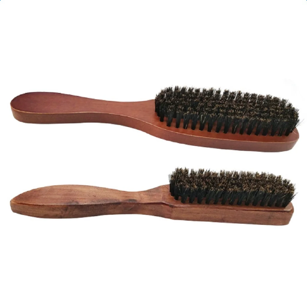 Men Natural Bristles Beard Mustache Styling Brush Facial Hair Shaving Cleaning Solid Wood Handle