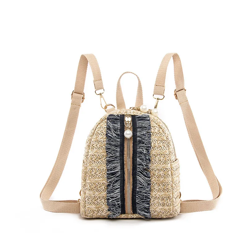 

Fashion Women Straw Backpack Mini Backpack Travel Shoulder Bag Girls Ladies Rattan Rucksack School Small Backpack Shoulder Bag