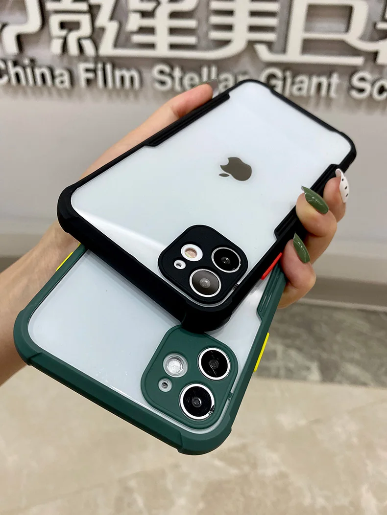Luxury Shockproof Frame Clear Phone Case For iPhone 11 12 Pro Max Mini XR X XS 7 8 Plus SE 2 Lens Protective Transparent Cover iphone 11 cover