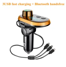 Carro mp3 player bluetooth transmissor fm mãos-livres carro kit modulador de áudio sd música jogando carro kit 3 usb 3.1a carregamento rápido