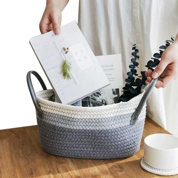 

Woven Storage Basket Portable Household Woven Storage Basket Storage Box Ditty-Bag Commodity Shelf Sundries Storage Basket
