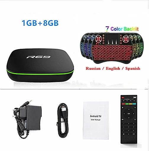 R69 Smart Android 7,1 tv Box 1 ГБ 8 ГБ Allwinner H3 четырехъядерный 2,4G Wifi телеприставка 1080P HD Поддержка 3D медиаплеер - Цвет: 1GB8GB Add I8