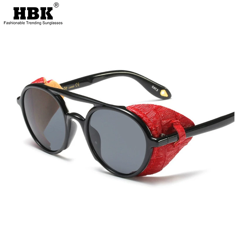 

HBK 2019 Vintage Round Steampunk Sunglasses Women Men Gothic Steam Punk Brand Designer Glasses UV400 Shades Oculos De Sol