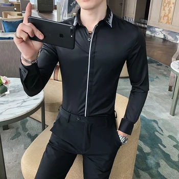 High Quality Collar Simple Long Sleeve Men Casual Shirts
