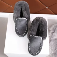 Зимняя обувь на плоской подошве с искусственным мехом женские водонепроницаемые Мокасины новые теплые плюшевые Мокасины без шнуровки на плоской подошве, модные мягкие удобные нескользящие лоферы на плоской подошве с круглым носком