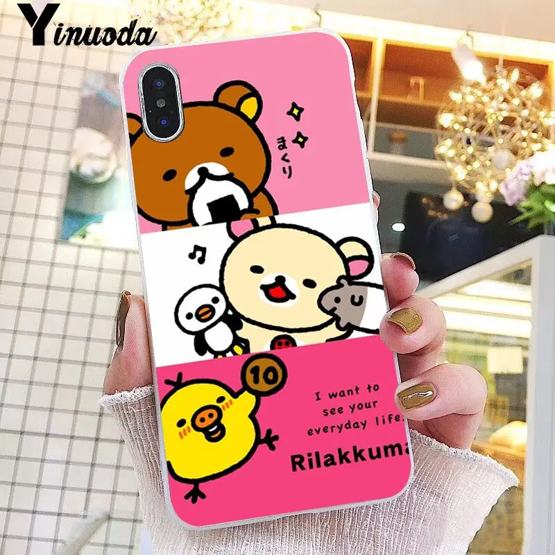 Yinuoda милый медведь Rilakkuma ТПУ Мягкий силиконовый чехол для телефона iPhone 8 7 6 6S Plus X XS MAX 5 5S SE XR 10 Чехол