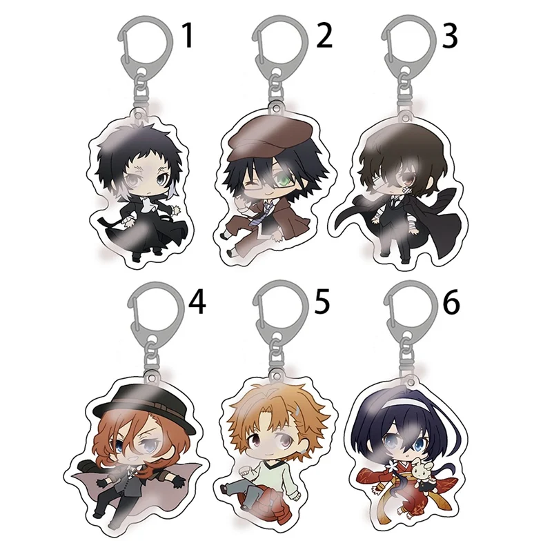 Anime Bungou Stray Dogs Keychains Japanese Manga igure Atsushi Nakajima Car Key Holder Chain Pendants Keyrings Jewelry