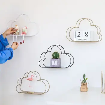 

Mordern Cloud Design Wall Mounted Floating Shelf Metal Iron Storage Display Rack Organization Holder for Home Office DIY Decor