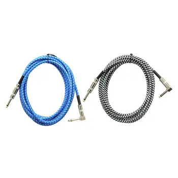 

3m Electric Guitar Cable 6.35mm Straight to Right Angle Plug Woven Jacket Wire
