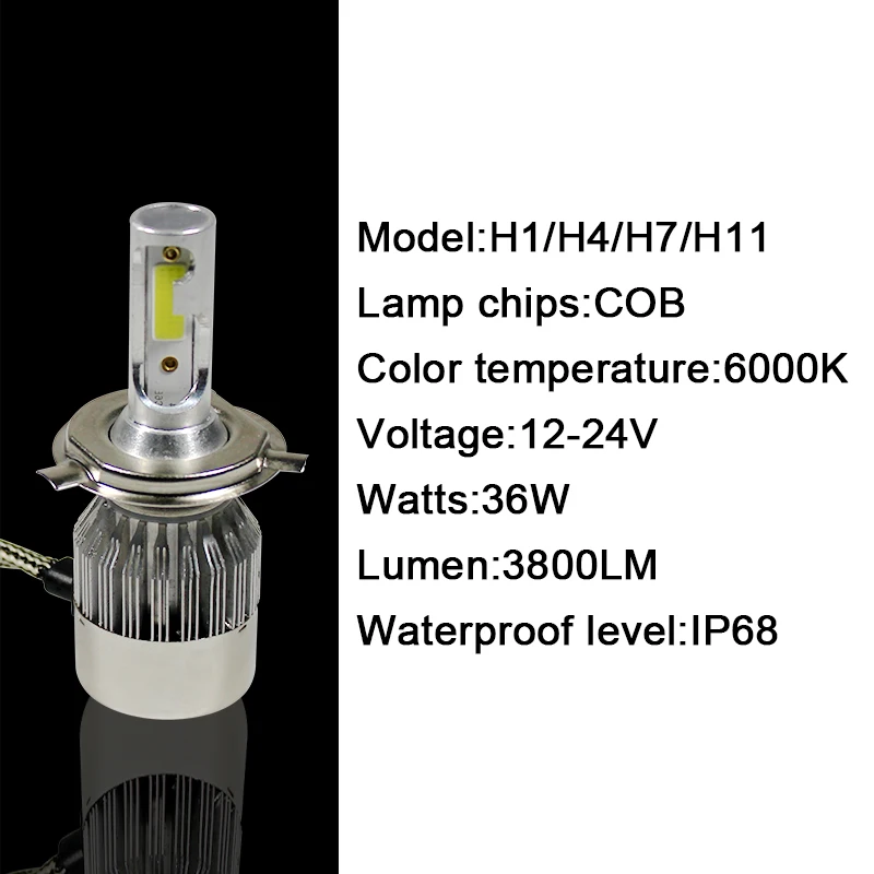 H 1 4 7 11 LED Cars Headlights Bulb 36W Waterproof 6000K COB Autos Lamp 3800LM 12-24V Personality modeling Light