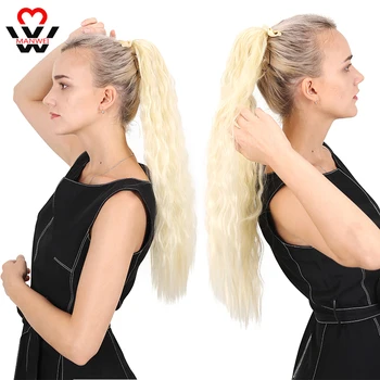 

MANWEI Hair 22'' Long curly Straight Ponytails Clip In Ponytail Drawstring Synthetic Pony Tail Heat Resistant Fake Hair Extensi