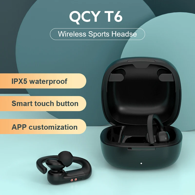 QCY T6 Wirless Sport Bluetooth 5.0 Earphones Smart touch and APP Customization IPX5 Waterproof Headphones