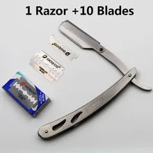 1 комплект Для мужчин прямые Barber край Сталь Бритвы складной бритья Ножи эпиляция инструмент с 10 шт. лезвия