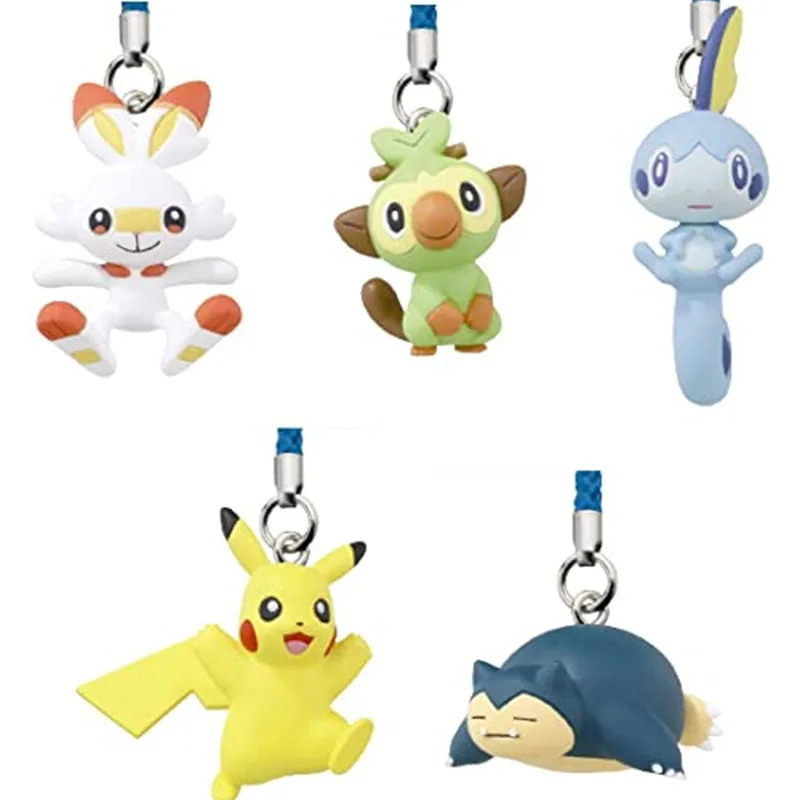 Cartoon Pokemon Sword Shield Amici Di Ogni Corpo Grookey Scorbunny Sobble Phone Strap Charm Collection Pokemon Figure Anime