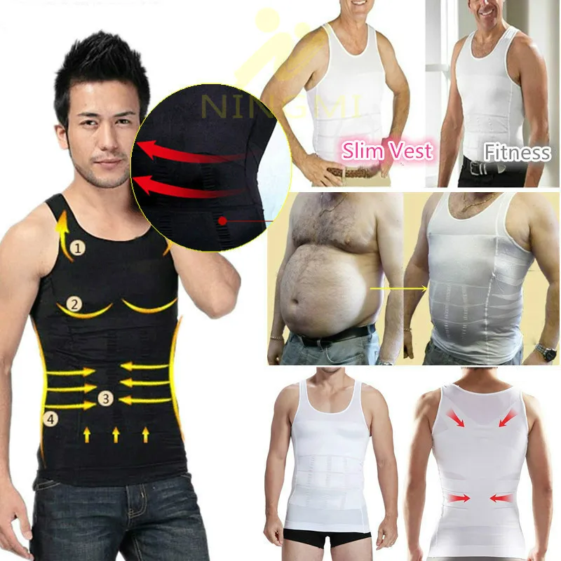 NINGMI Slimming Body Shaper Tummy Trimmer Hide Men Boobs Shapewear Underwear Corset Waist Trainer Muscle Chest Compression Shirt