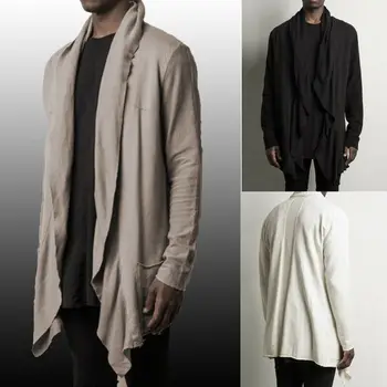 

Men's Fashion Long-Sleeved Solid Open Stitch Trench Collar Windbreaker Casual Loose Windbreaker Top Coats Trench Plus Size M-3XL