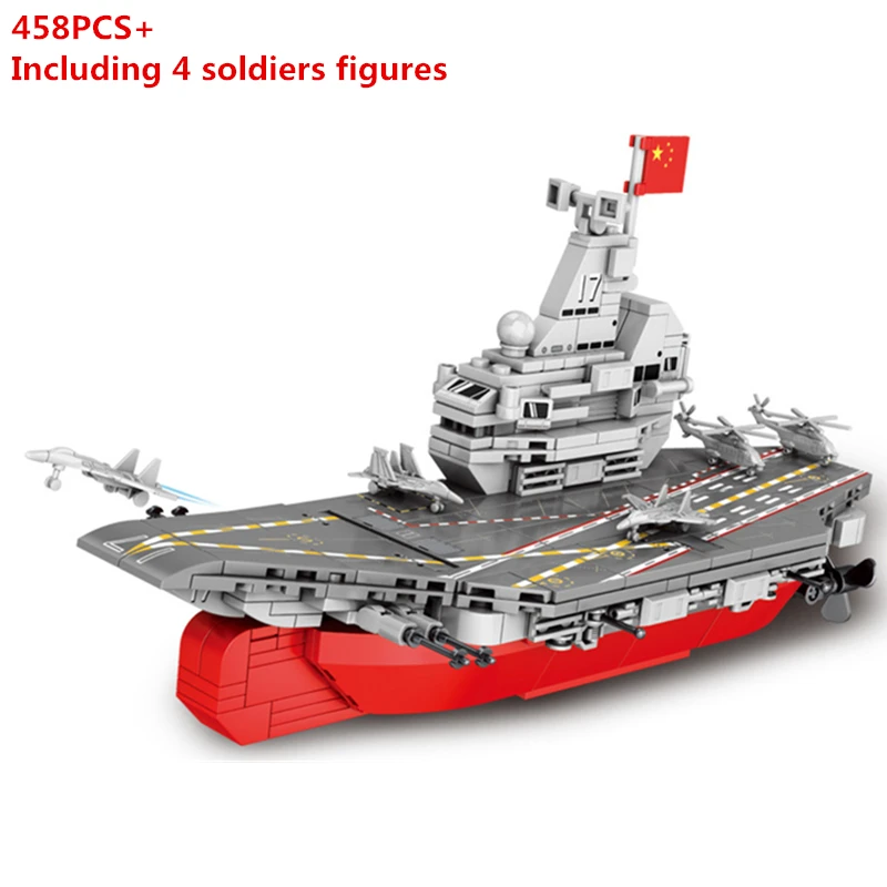 

Shandong ship of the Navy of the peoples Liberation Army Building Blocks Aircraft Carrie Model Sets Bricks Boys For Children Toy