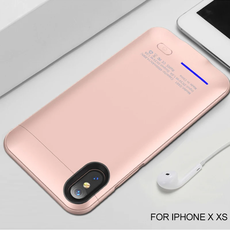 Чехол для зарядного устройства для iPhone 6, 6s, 7, 8 Plus, переносной внешний аккумулятор, чехол для iPhone X, XS, XR, XS, MAX, чехол для зарядки аккумулятора - Цвет: Rose for X XS