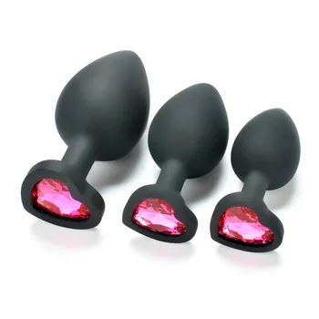 Small Heart-shaped Black Silicone Anal Plug Adult Toys for Men/Women Anal Trainer for Couples Sex Toys Silicone Butt Plug Gay 3
