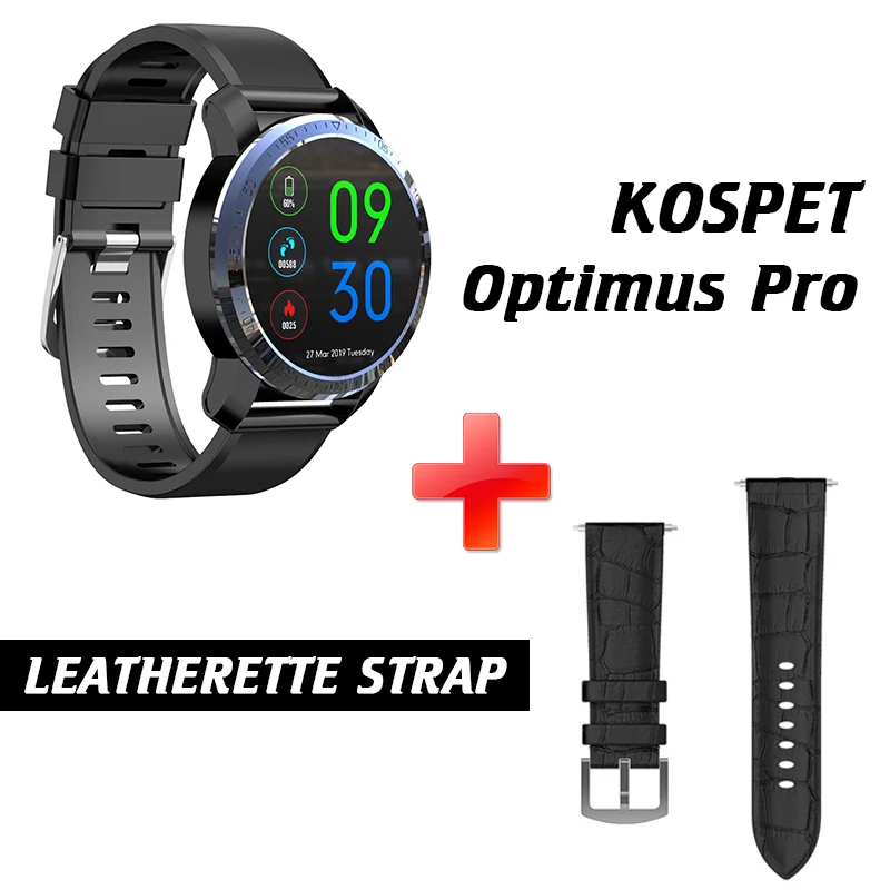 Leatherette Strap Смарт-часы KOSPET Optimus Pro, 3 ГБ, 32 ГБ, две системы, 4G, 800 МП, Android, мА/ч, батарея, IP67, Smatwatch, мужские часы для IOS, Android - Цвет: Leatherette Strap