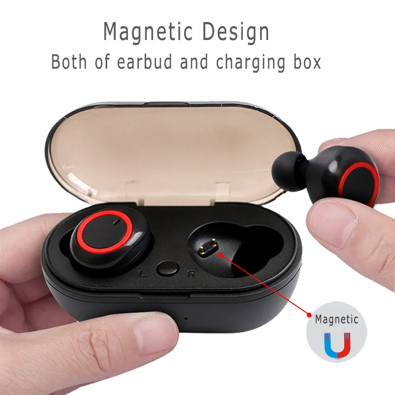 JIMARTI Y50-auriculares TWS inalámbricos por bluetooth 5,0, cascos estéreo para videojuegos con caja de carga para teléfono