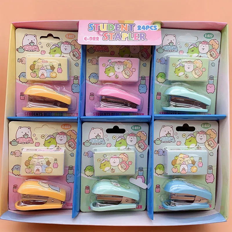 

12 pcs/lot Mini Sumikko Gurashi Stapler Set Stapling Machine With No.10 Staples Office School binding Supplies Cute Staplers