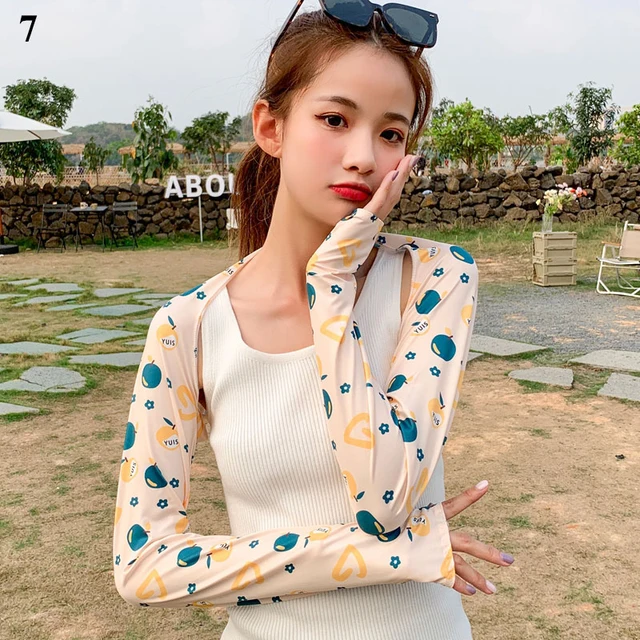 long fake sleeves Scar Cover Gloves Fake Sleeve Foldable Siamese Sun Protection Elbow Cuff Arm Cover Driving Arm Warmers Sleeves Beige floral