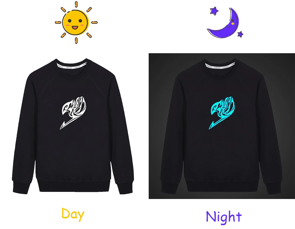 Fluorescent Luminous Anime Fairy Tail Natsu Children Sweatshirt Men Autumn Coat Unisex Hoodie boy Casual Crewnecks