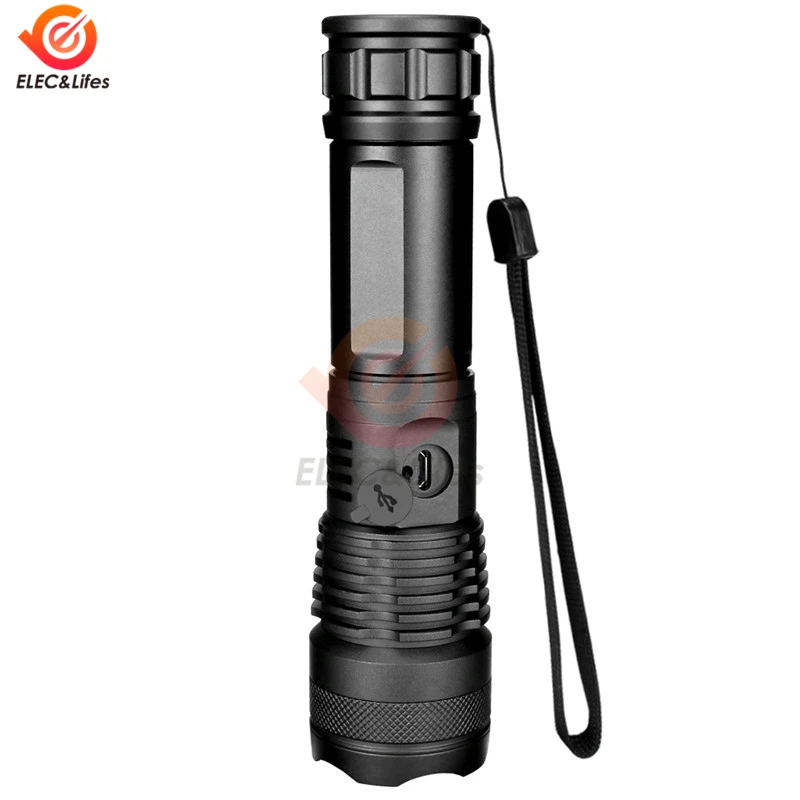 USB Powerful xhp70.2 Flashlight Torch 30000 Lumens Lamp Rechargeable Zoom LED Tactical Torch xhp70 xhp50 18650 or26650 battery