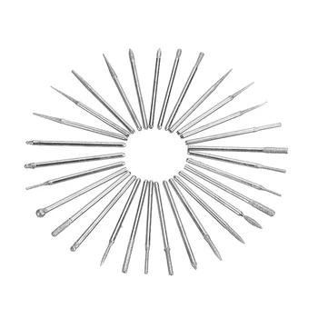 

30pcs/set Diamond Rotary Grinding Burr Needle Point Engraving Carving Polishing Drill Bit Rotary Tool Set 2.35mm Shank Carbide