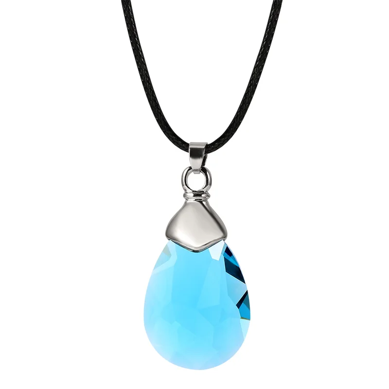 Anime Sword Art Online SAO Kirito &amp Asuna's Yui Cosplay Necklace Crystal Pendant Collar Leather Chain Cool Jewelry Unisex Gift |