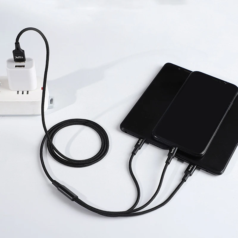 TOPK 3 в 1 USB кабель для мобильного телефона Micro usb type C кабель зарядного устройства для iPhone зарядный кабель Micro USB шнур зарядного устройства