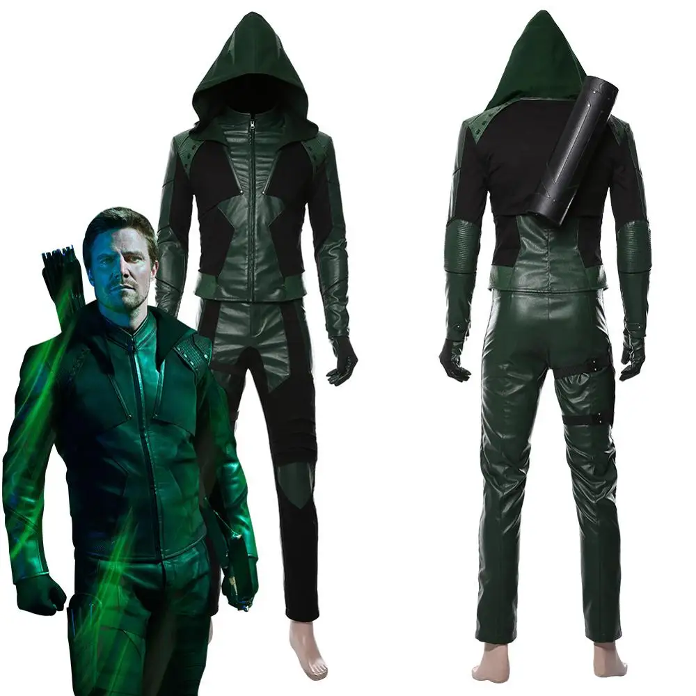 Green Arrow Costume Season 8 Oliver Queen Cosplay Halloween Outfit