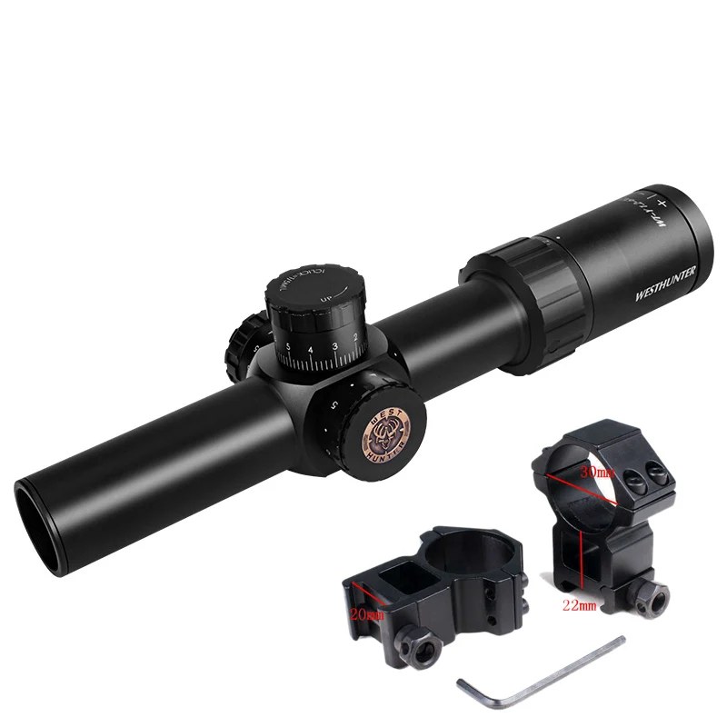 Компактный прицел WESTHUNTER WT-Y 1,2-6X24IR тактический военный охотничий прицел центр точка с подсветкой Quickdraw прицелы - Цвет: high 20mm mount