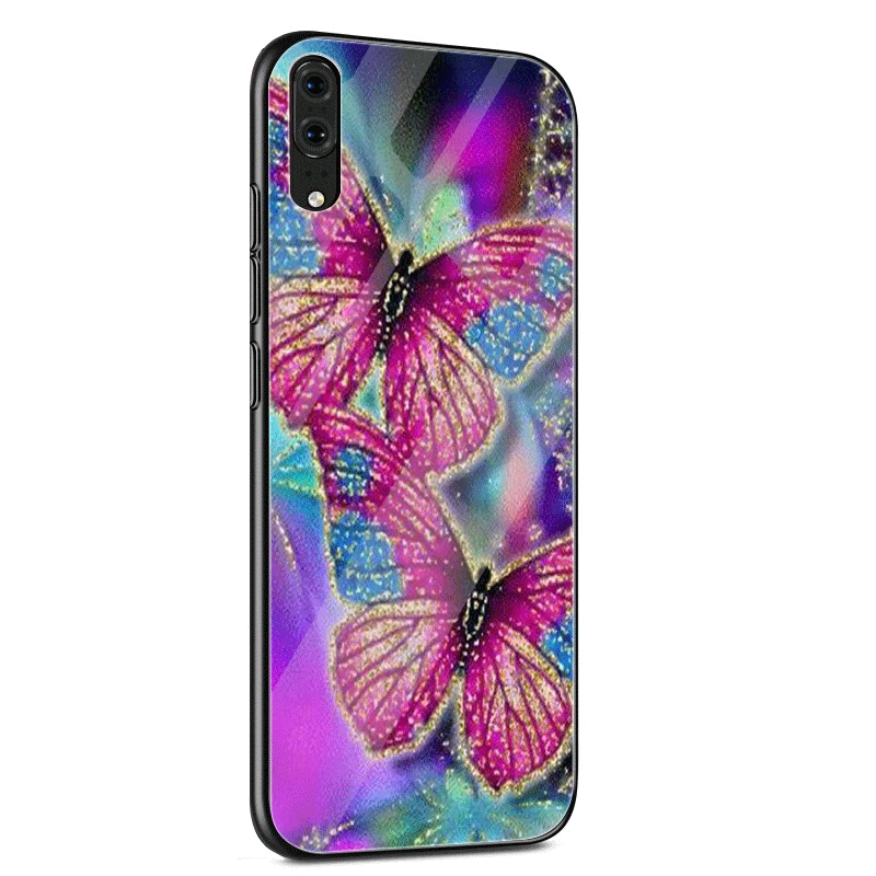 Стеклянный чехол для телефона huawei P30 P10 P20 7A Y6 Y9 P Smart mate 20 Honor 9 10 8X Lite Pro Чехол бабочка
