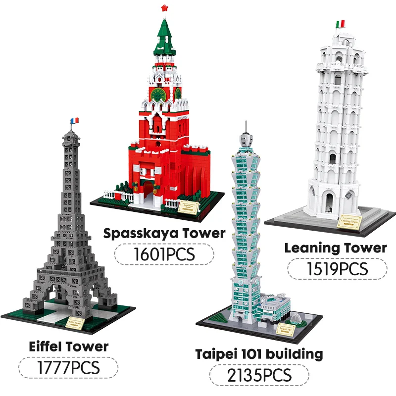 Город знаменитая архитектура Эйфелева башня Египетские пирамиды Лондон двойной мост создатель модели строительные блоки кирпичи игрушки для детей