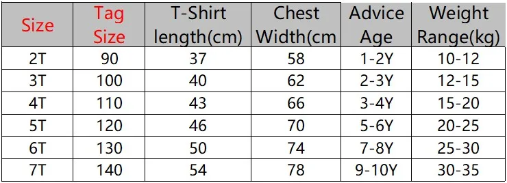 Short T shirt size