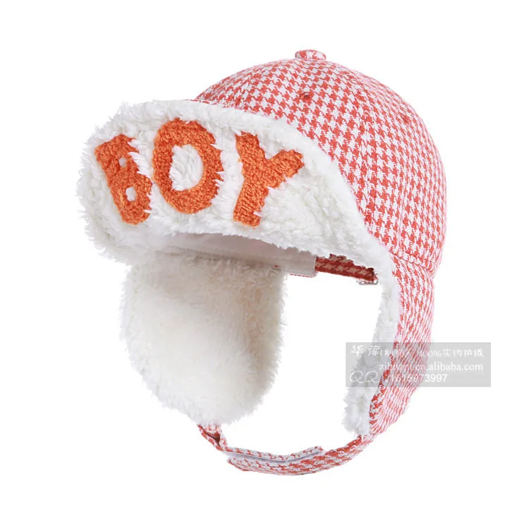 

Hua nav Autumn And Winter BOY Lettered Children Earmuff Lei Feng Hat Baby plus Velvet Baseball Cap Thousands of Birds Korean-sty