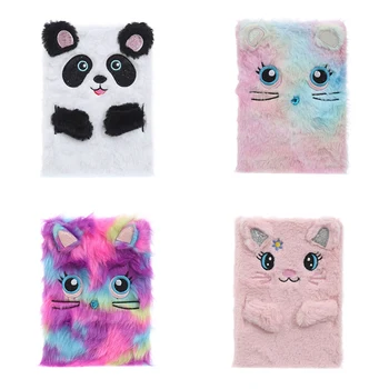 

For 1PC Cartoon Colorful Dream Cat Rabbit Plush Notebooks Girls Portable Pocket Diary Planner Notepad Stationery