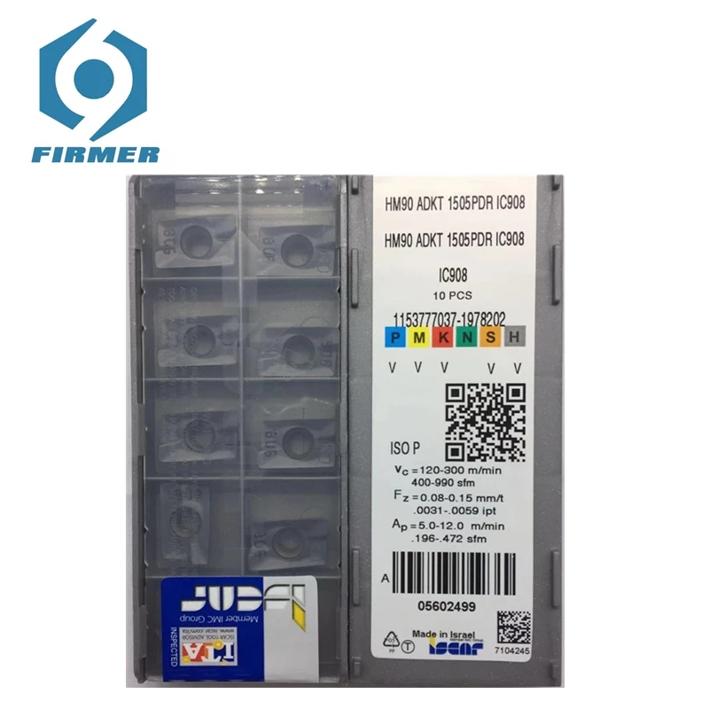 Оригинальные твердосплавные вставки 10 шт. Токарные Вставки HM90 ADKT1505PDR IC908 металлический резак токарный станок токарный инструмент резак