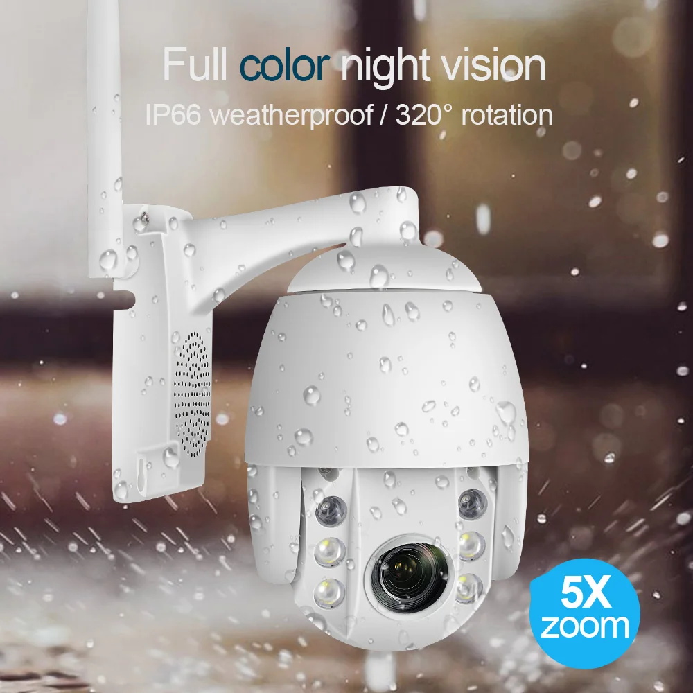 

luowice Mini 2.5 Inch PTZ Speed Dome WIFI IP Camera 1080P Outdoor 5X Zoom Wireless Camera IR 60m Two Way Audio camhi APP